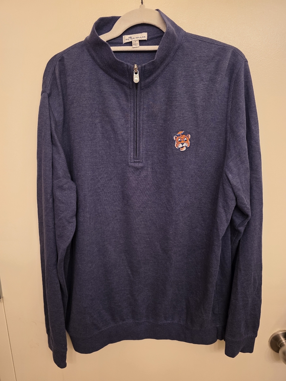 Peter Millar Men's Auburn Tigers Navy Quarter-Zip Pullover Sweater